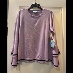 CeCe Purple Flare Sleeve Sweater